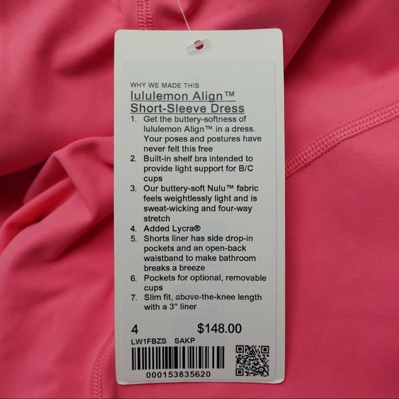 Lululemon Align Dress Size 4 Pink 3" Liner Nulu NWT - Picture 2 of 9